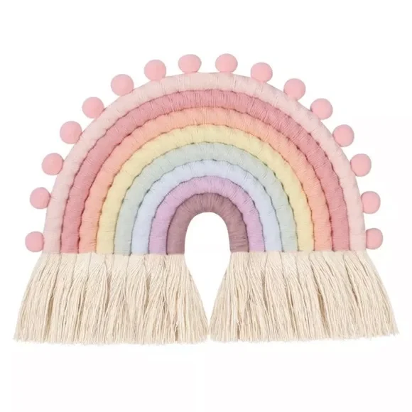 Rainbow woven macrame wall decor tapestry bedroom living room hanging Large - Picture 3 of 8